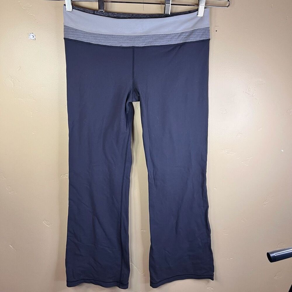 Lululemon Athletica Womens Wide Leg Gray Banded Leggings Size 12 Athleisure Yoga